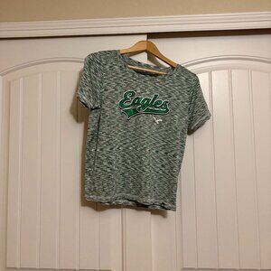 Philadelphia Eagles T Shirt Womens Medium Marled Green Short Sleeve Polyester
